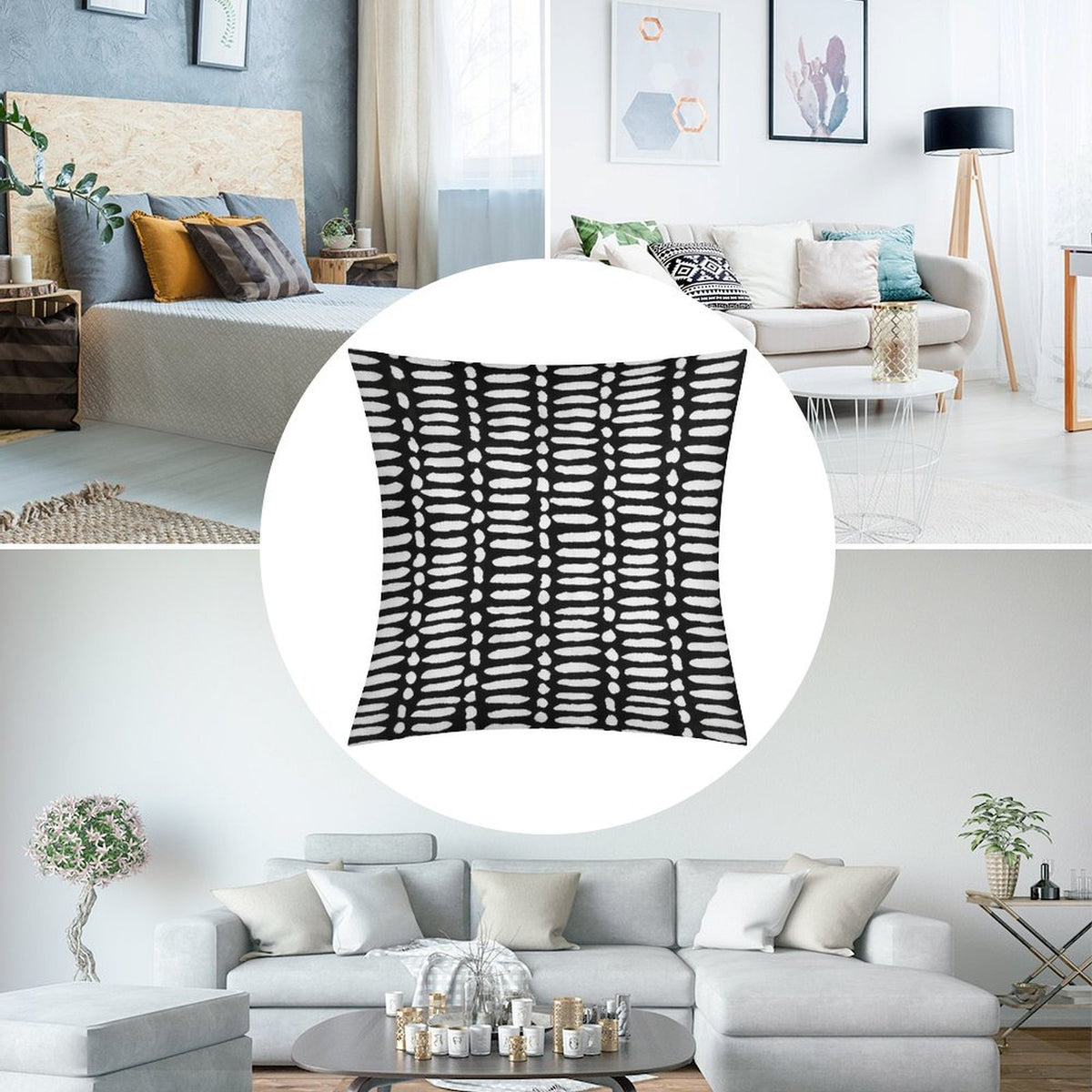 Black OUTDOOR Pillow Cover, Black Stripes Pillow Cover