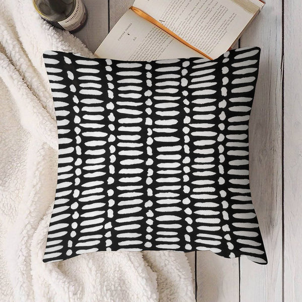 Black OUTDOOR Pillow Cover, Black Stripes Pillow Cover