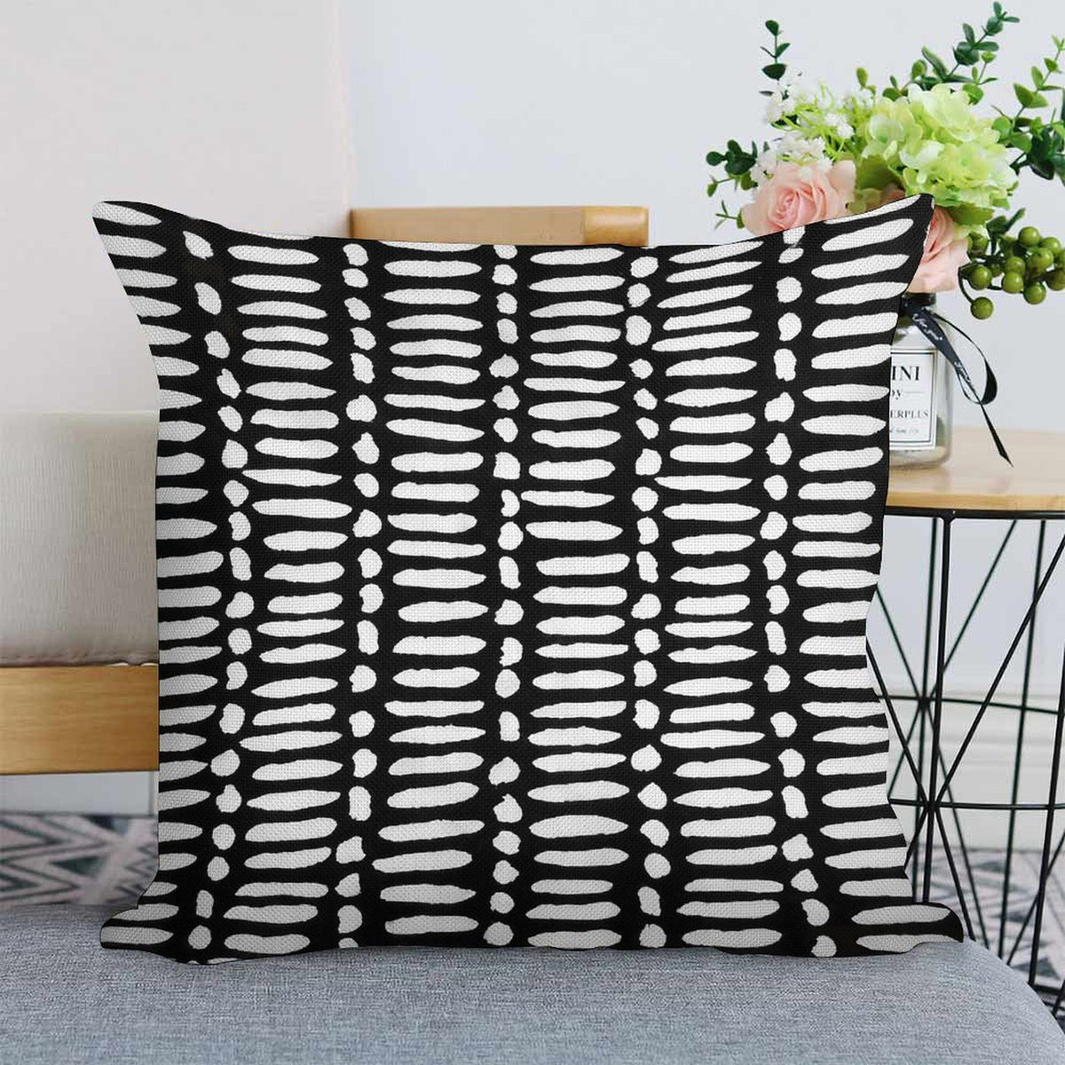 Black OUTDOOR Pillow Cover, Black Stripes Pillow Cover