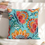 Blue Floral Outdoor Pillow Cover, Tropical Decor, Chinoiserie Floral