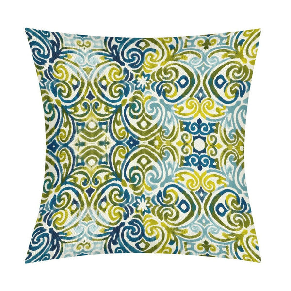 Blue Green Outdoor Pillow Cover Chinoiserie Fabrics