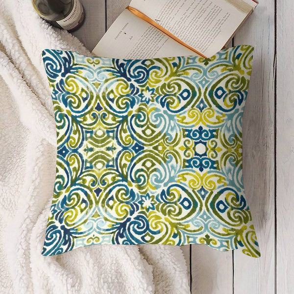 Blue Green Outdoor Pillow Cover Chinoiserie Fabrics