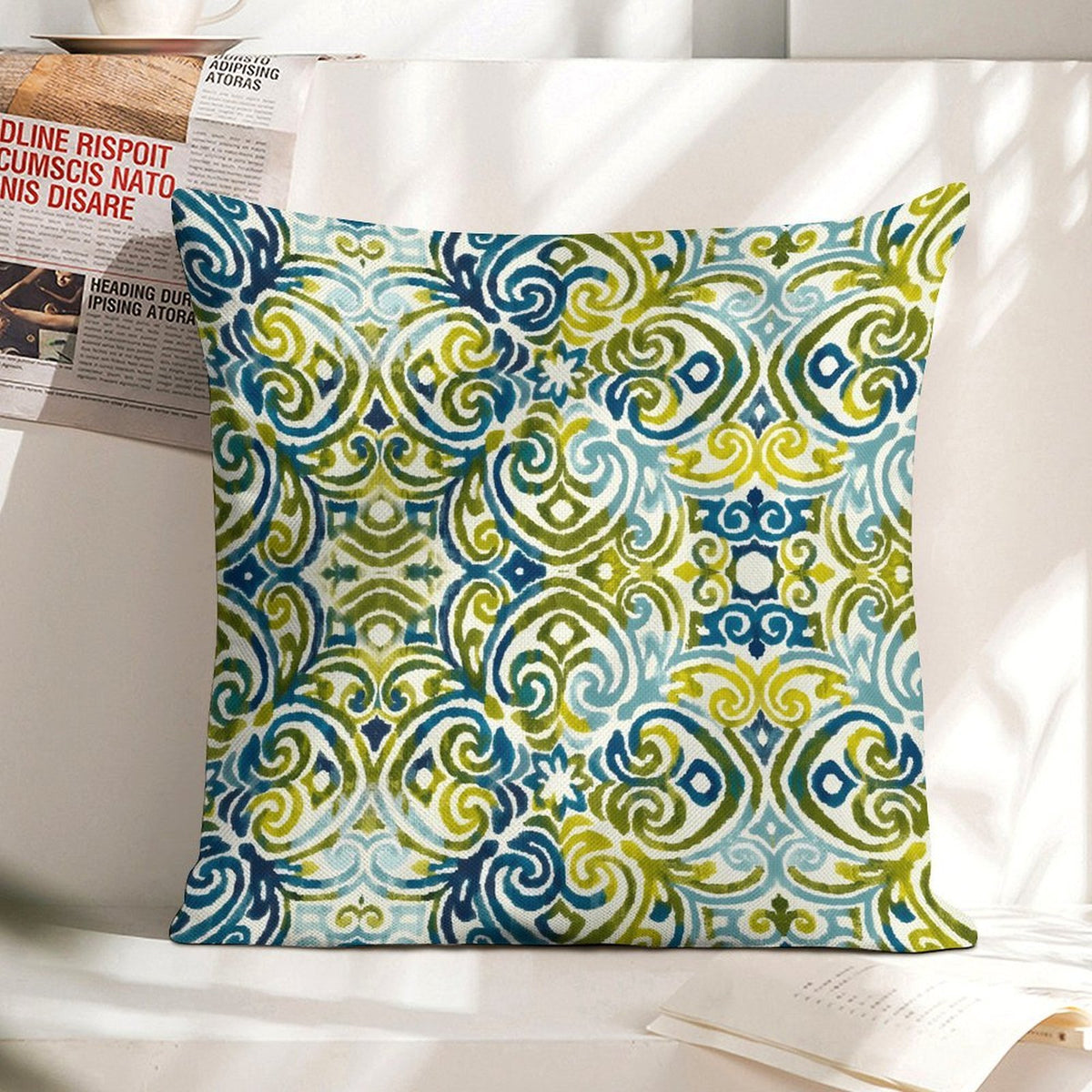 Blue Green Outdoor Pillow Cover Chinoiserie Fabrics