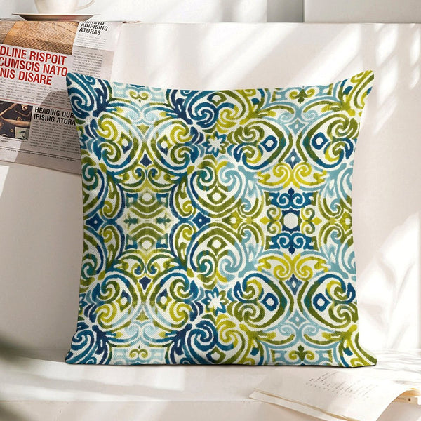 Blue Green Outdoor Pillow Cover Chinoiserie Fabrics