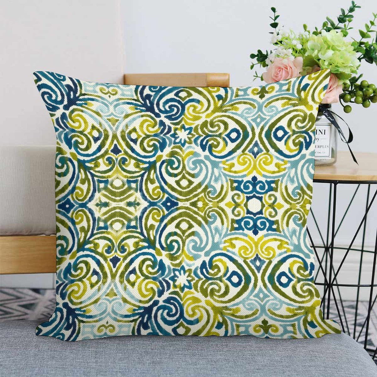 Blue Green Outdoor Pillow Cover Chinoiserie Fabrics