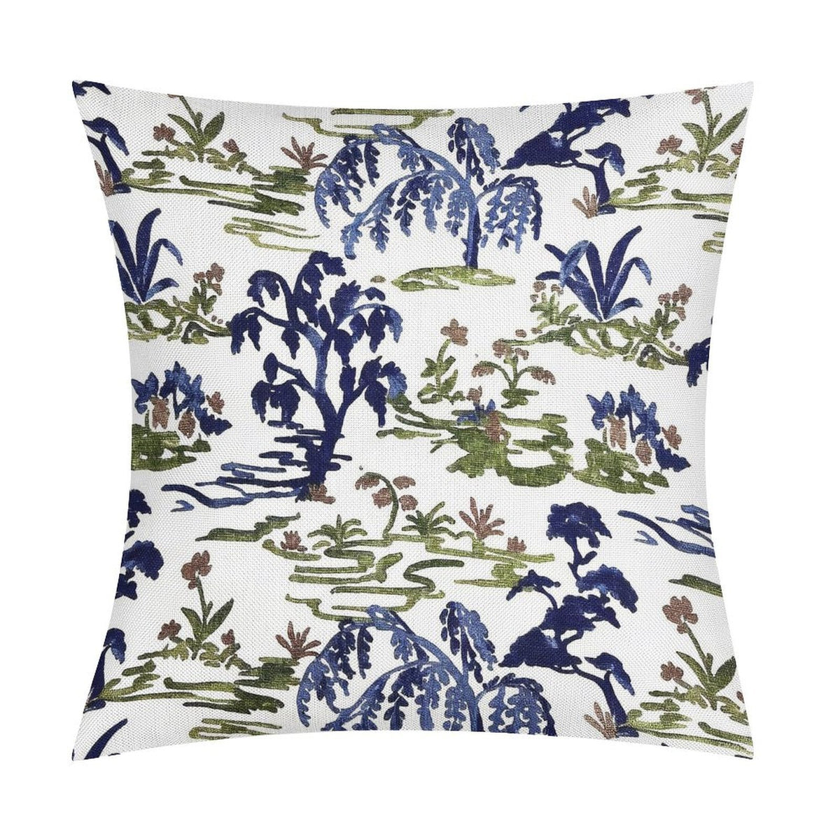 Waterproof Blue Pillow Covers, Blue Throw Pillows, Blue Green Pillow Covers Euro Chinoiserie Floral Print
