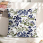 Waterproof Blue Pillow Covers, Blue Throw Pillows, Blue Green Pillow Covers Euro Chinoiserie Floral Print