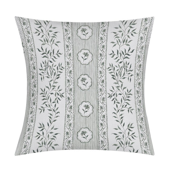 Green Floral Pillow Cover Euro Chinoiserie Floral Print