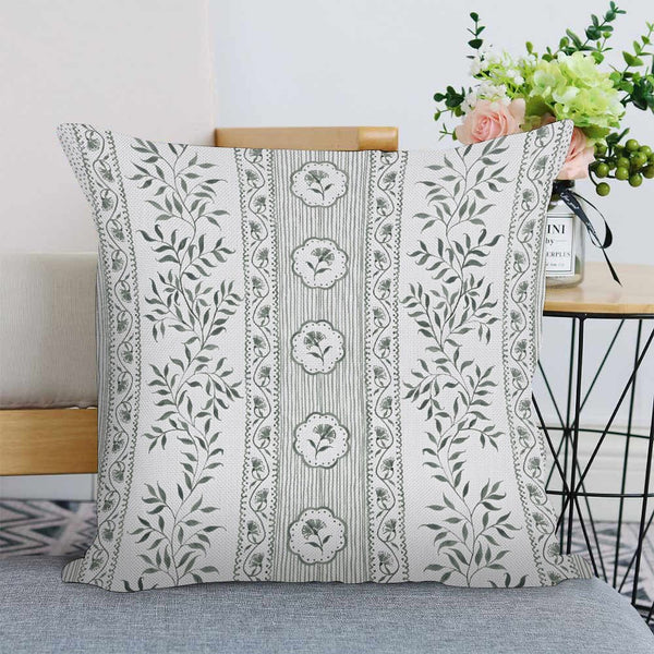 Green Floral Pillow Cover Euro Chinoiserie Floral Print