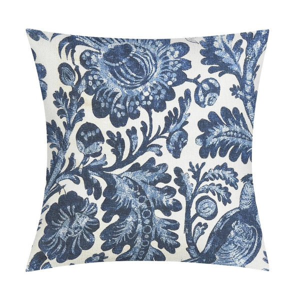 Blue Damask Pillow Covers, Blue Floral Pillow Covers, Indoor Outdoor Pillow Covers