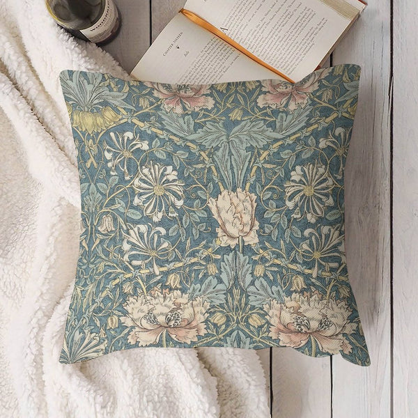 Floral Block Print Pillow Cover | William Morris Forest Floral Inspired Pillow Cover