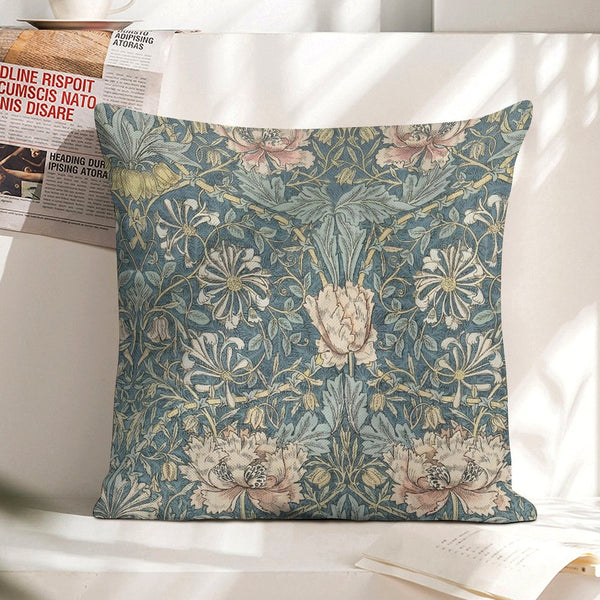 Floral Block Print Pillow Cover | William Morris Forest Floral Inspired Pillow Cover