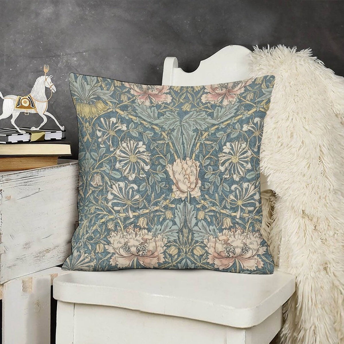 Floral Block Print Pillow Cover | William Morris Forest Floral Inspired Pillow Cover
