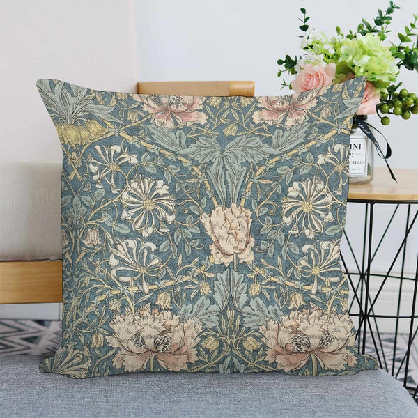 Floral Block Print Pillow Cover | William Morris Forest Floral Inspired Pillow Cover
