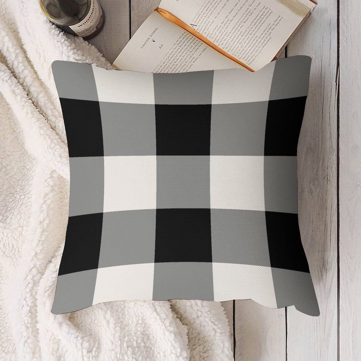 Farmhouse Buffalo Plaids Throw Pillow Covers 18x18 Set of 2 Black White