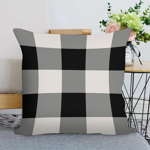 Farmhouse Buffalo Plaids Throw Pillow Covers 18x18 Set of 2 Black White