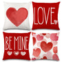 Waterproof Linen, 4PCS Valentines Pillow Covers 18x18 Inch Red White Heart Throw Pillow Covers