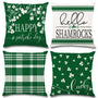 Waterproof Linen, 4PCS St. Patrick's Day Pillow Covers 18x18 Inch Shamrocks Clover