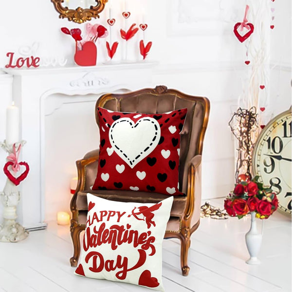 Waterproof Linen, 4 Pcs Valentine Pillow Covers 18x18 Inches Kisses Hugs Decorative