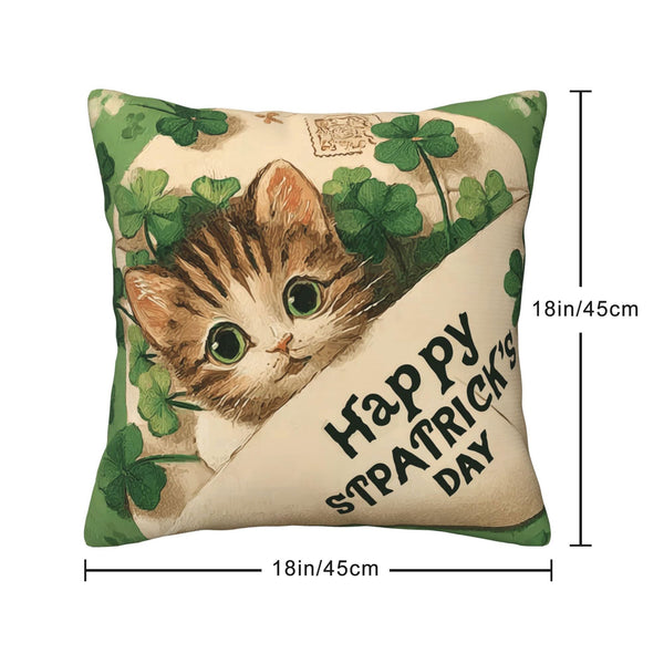 Waterproof Linen St. Patrick's Day Throw Pillow Covers Set of 4, 1-Side Print, No Insert, Envelope Closure