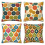 Waterproof Linen Midcentury Dots Throw Pillow Covers Set of 4, 1-Side Print, No Insert, Envelope Closure
