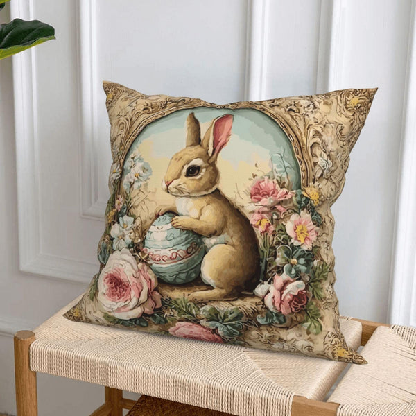 Waterproof Easter Bunny Throw Pillow Covers Set of 4, Single-Side Print, No Insert, Envelope Closure