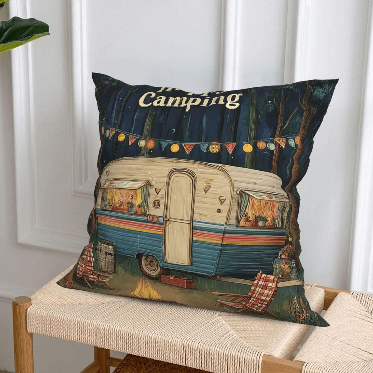 Waterproof Camping Throw Pillow Covers Set of 4, Single-Side Print, No Insert, Envelope Closure