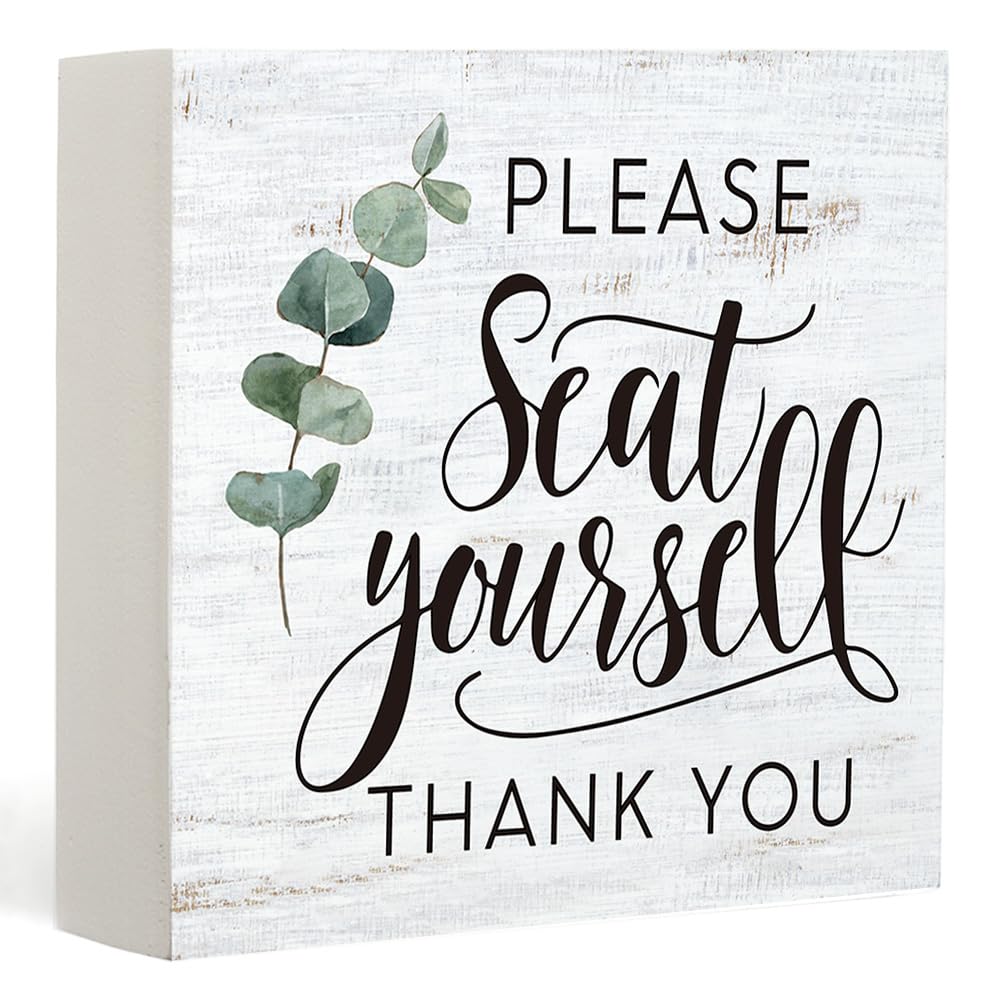 Funny Please Seat Yourself Farmhouse Bathroom Decor Wood Box Sign Rustic Vintage