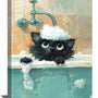 Cat Bathroom Wall Art Cute Black Cat Pictures Farmhouse Rustic Bathtub Wall Decor Canvas Print Painting Artwork
