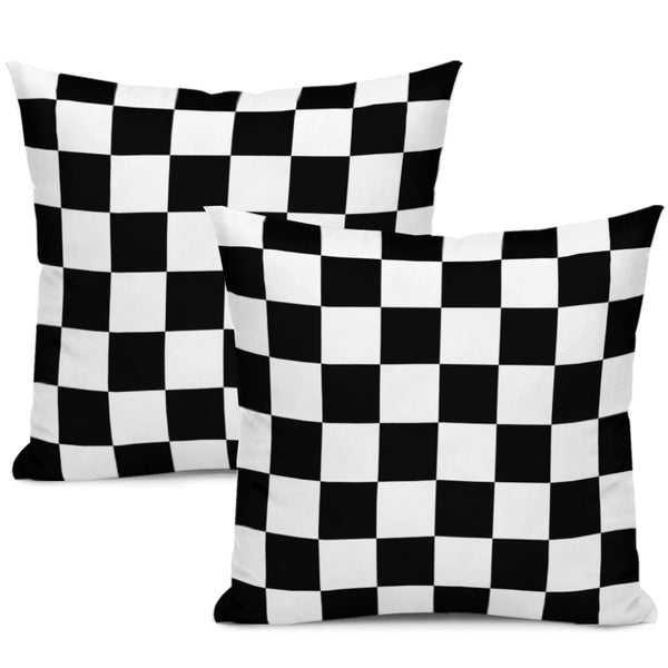 2 Sets Checkered Decorative Throw Pillow Covers, 18x18 Inch for Living Room Couch Bed Sofa