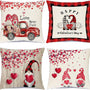 Gnome Happy Valentine's Day Love Truck Throw Pillow Covers,18x18 Inch Red Heart Love Never Fails Buffalo Plaid