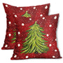 Red Christmas Pillow Covers 18X18 Inch Set of 2 Watercolor Green Xmas Tree