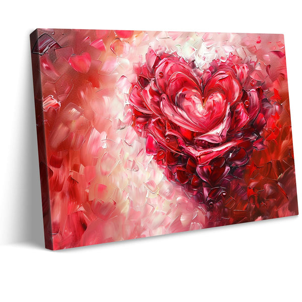Red Rose Love Heart Canvas Wall Art Vintage Romantic Sweet life Floral Painting Prints For Living Room Bedroom