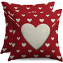 Waterproof Red Valentines Pillow Covers 18X18 Set of 2, Cream Heart Print Valentine's Day Themed Love