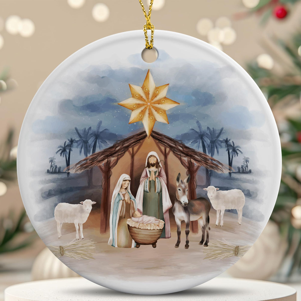 Religious Christmas Ornaments Gifts for Women, Nativity Ornaments Catholic Holiday Decor Christian Gifts Ideas for Women Men