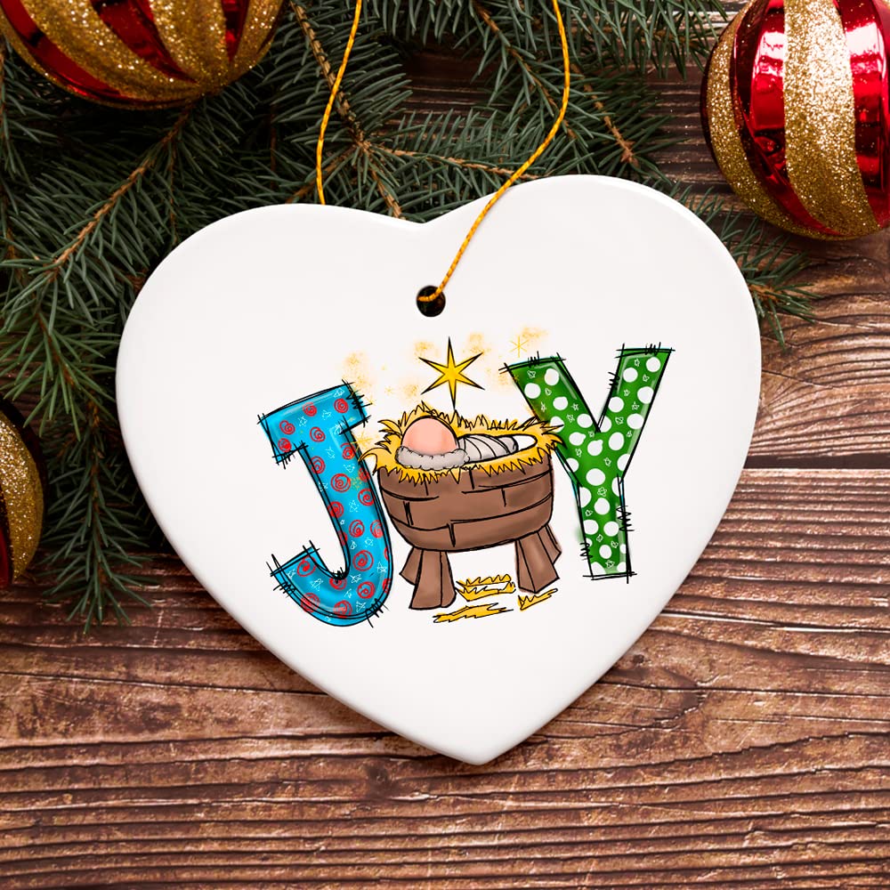 Religious Themed Christmas Ornaments, Nativity and Jesus Christ Decorations (Joy Nativity Baby Jesus Ceramic Christmas Ornament)