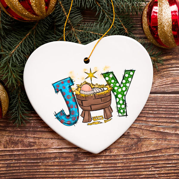 Religious Themed Christmas Ornaments, Nativity and Jesus Christ Decorations (Joy Nativity Baby Jesus Ceramic Christmas Ornament)