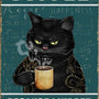 Retro Cat Coffee Metal Sign Vintage Kitchen Signs Wall Decor Because Murder Is Wrong Funny Tin Signs