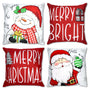 Christmas Pillow Covers 18x18 Inch Set of 4 Merry Christmas Red Throw Pillow Cases