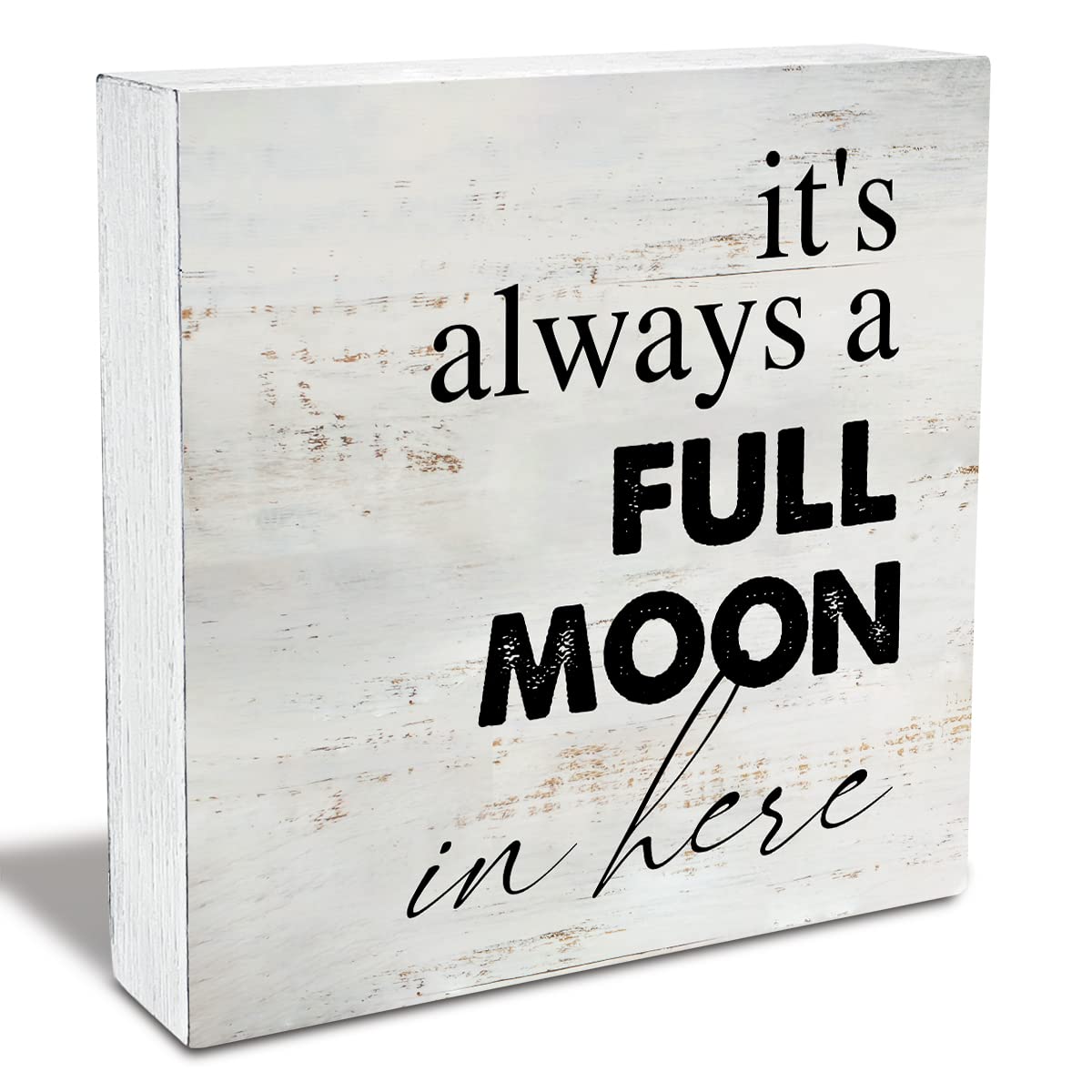 Rustic Full Moon Bathroom Wood Box Sign Humor Toilet Wooden Box Sign