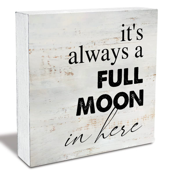 Rustic Full Moon Bathroom Wood Box Sign Humor Toilet Wooden Box Sign