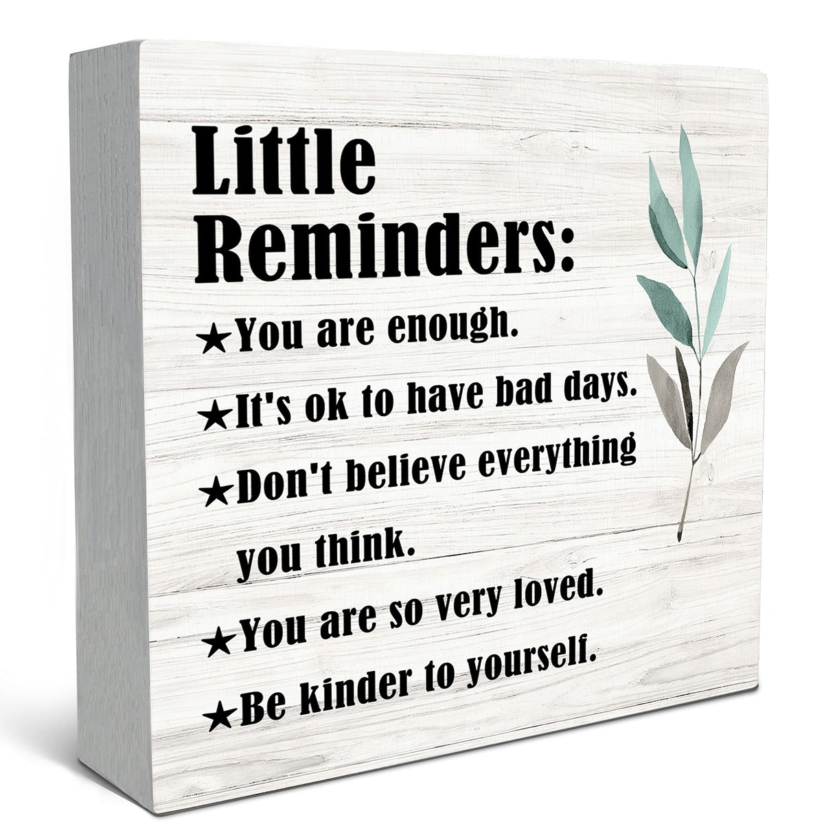 Inspirational Little Reminders Wood Box Sign Desk Decor, Inspirational Desk Decor