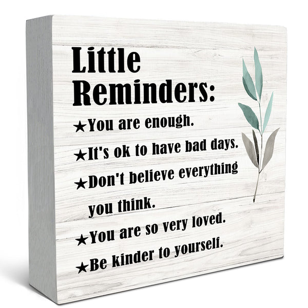 Inspirational Little Reminders Wood Box Sign Desk Decor, Inspirational Desk Decor