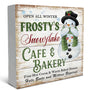 Vintage Christmas Cafe &amp; Bakery Wooden Sign Desk Decor, Christmas Bakery Decor, Rustic Winter Snowflake