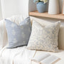 Floral Decorative Throw Pillow Cover 18x18 Set of 2, Farmhouse Coastal Blue Velvet Accent Throw Pillow