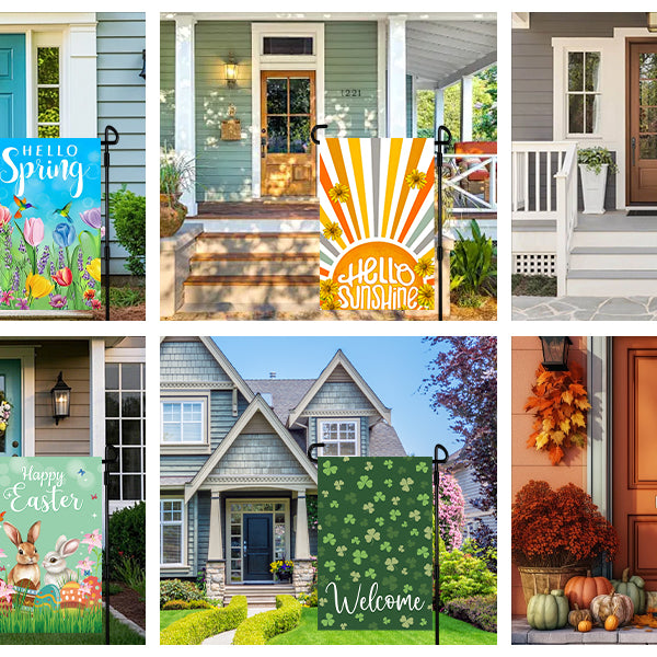 Seasonal Garden Flags Set of 12, Single Sided 12x18 Inch Yard Flags, Small Garden Flags for Outside