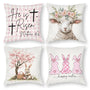 Waterproof Set of 4 Square 18"x18" Pillow Covers for Easter Spring, Buffalo Plaid, 1-Side, Cotton Linen