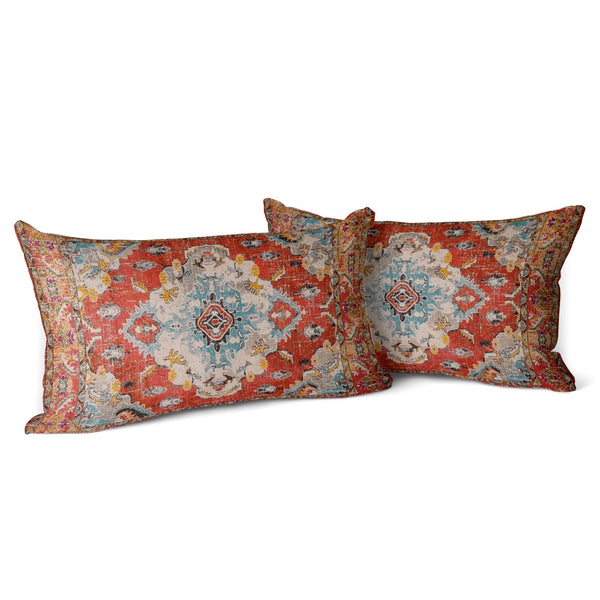 Boho Throw Pillow Covers 12x20 inch Set of 2 Boho Rug Carpet Signle Sided Pattern Velvet Soft