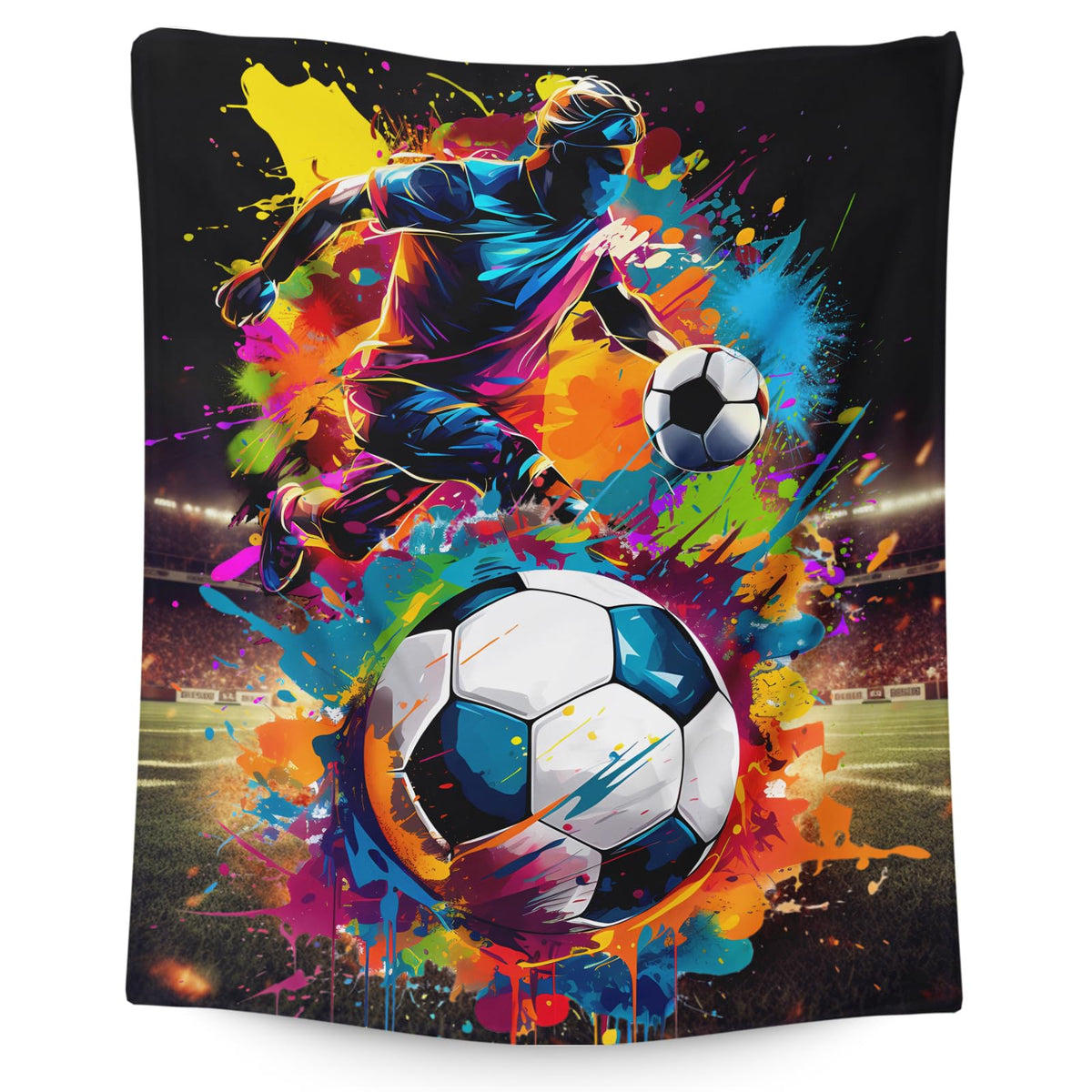 Soccer Blanket Gifts for Kids Boys, Small and Large Soft Fuzzy Warm Soccer Themed Prints Stuff Throw