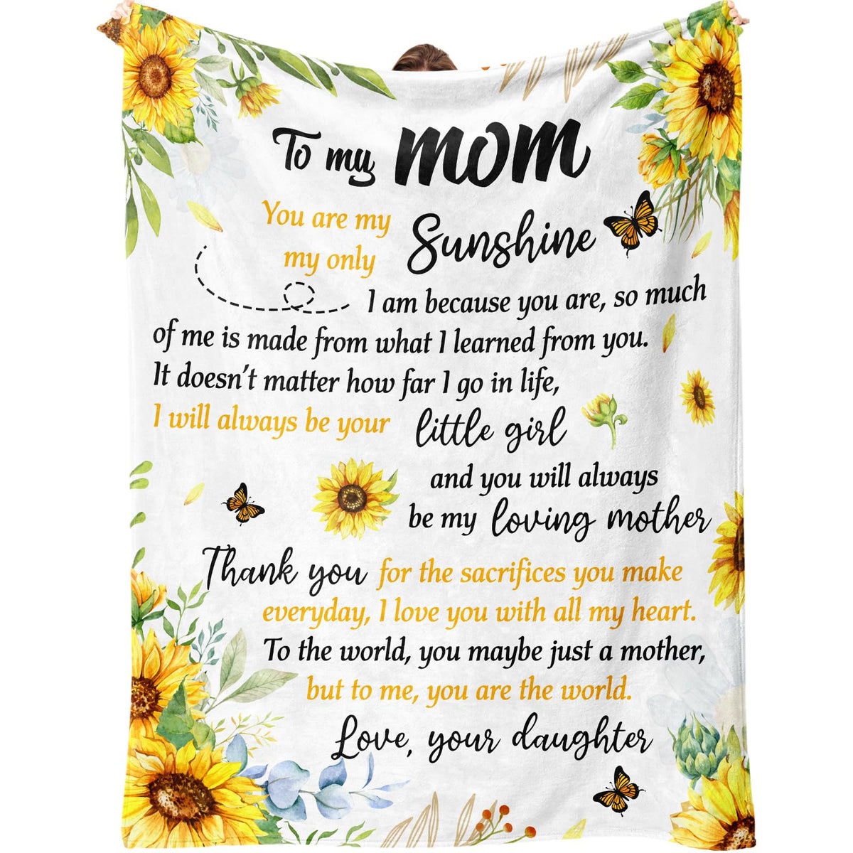 Soft Flannel Mom's Throw Blanket, Sunflower Perfect for Christmas or Mom's Birthday